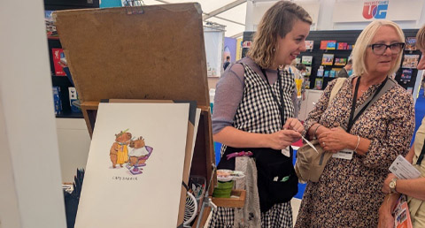 University Games hosts Jelly Armchair founders at Harrogate Home & Gift stand